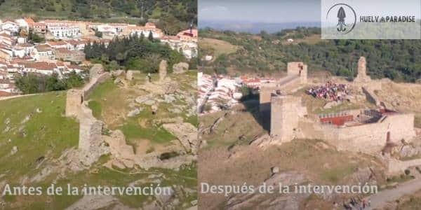 Antes y después de la intervención del castillo de Aracena